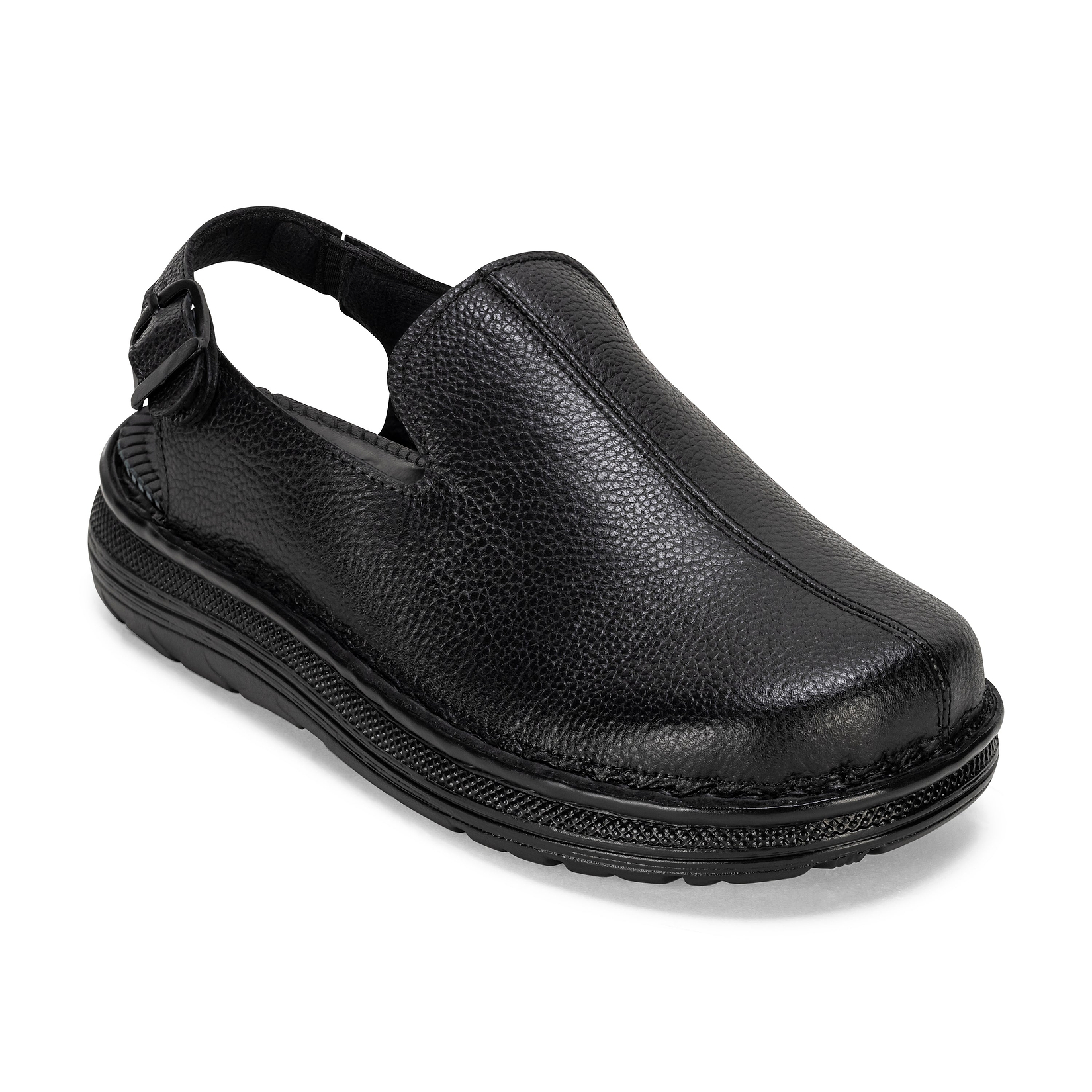 Anchor - Back-Strap Leather Clog | Black
