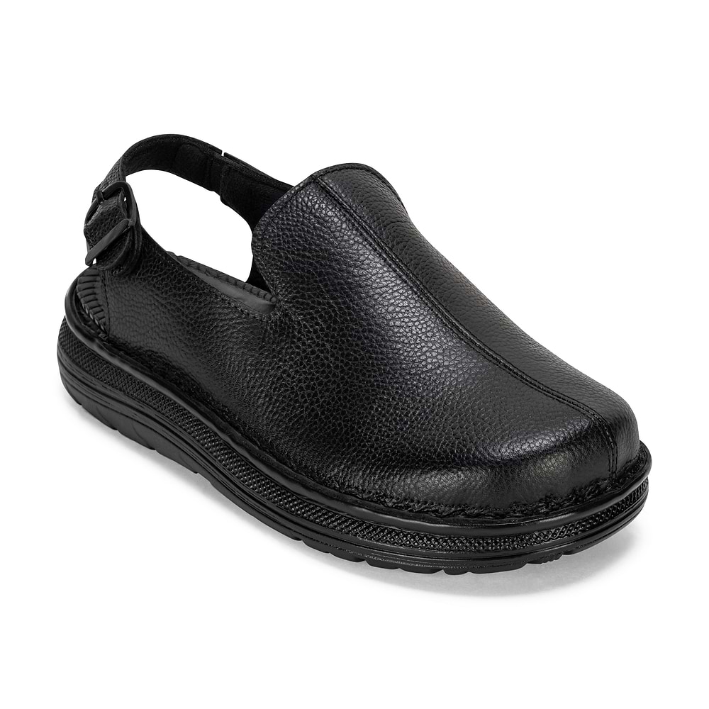 Anchor - Back-Strap Leather Clog | Black