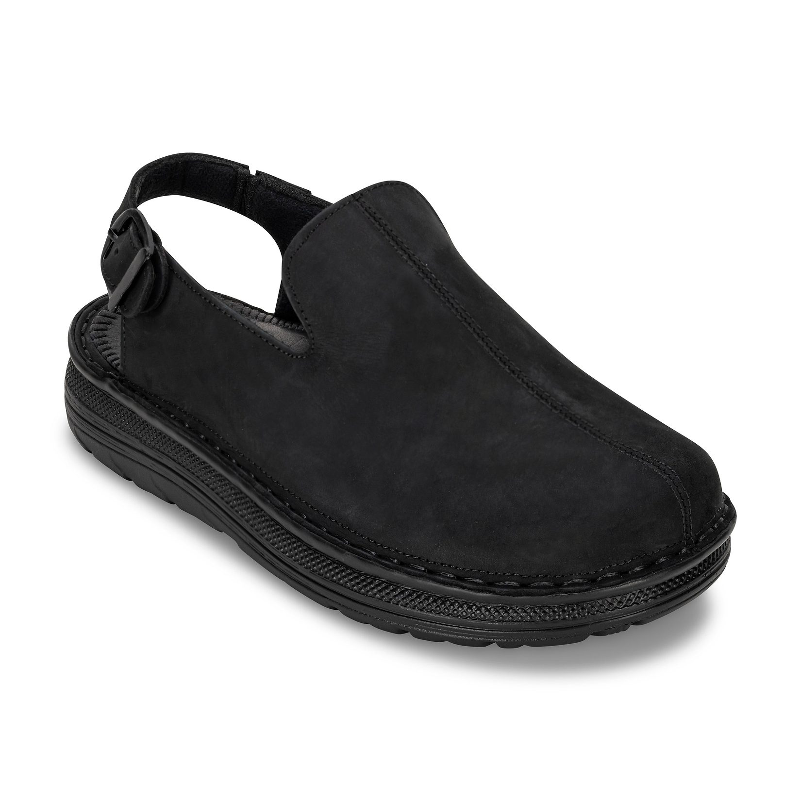 Anchor - Back-Strap Leather Clog | Black Nubuck
