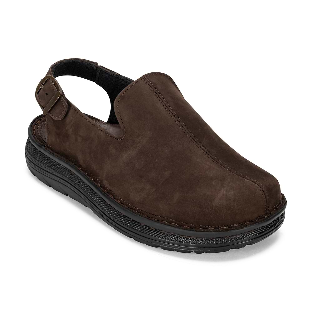 Strap Leather Clog - Anchor - Brown Nubuck, Size 8