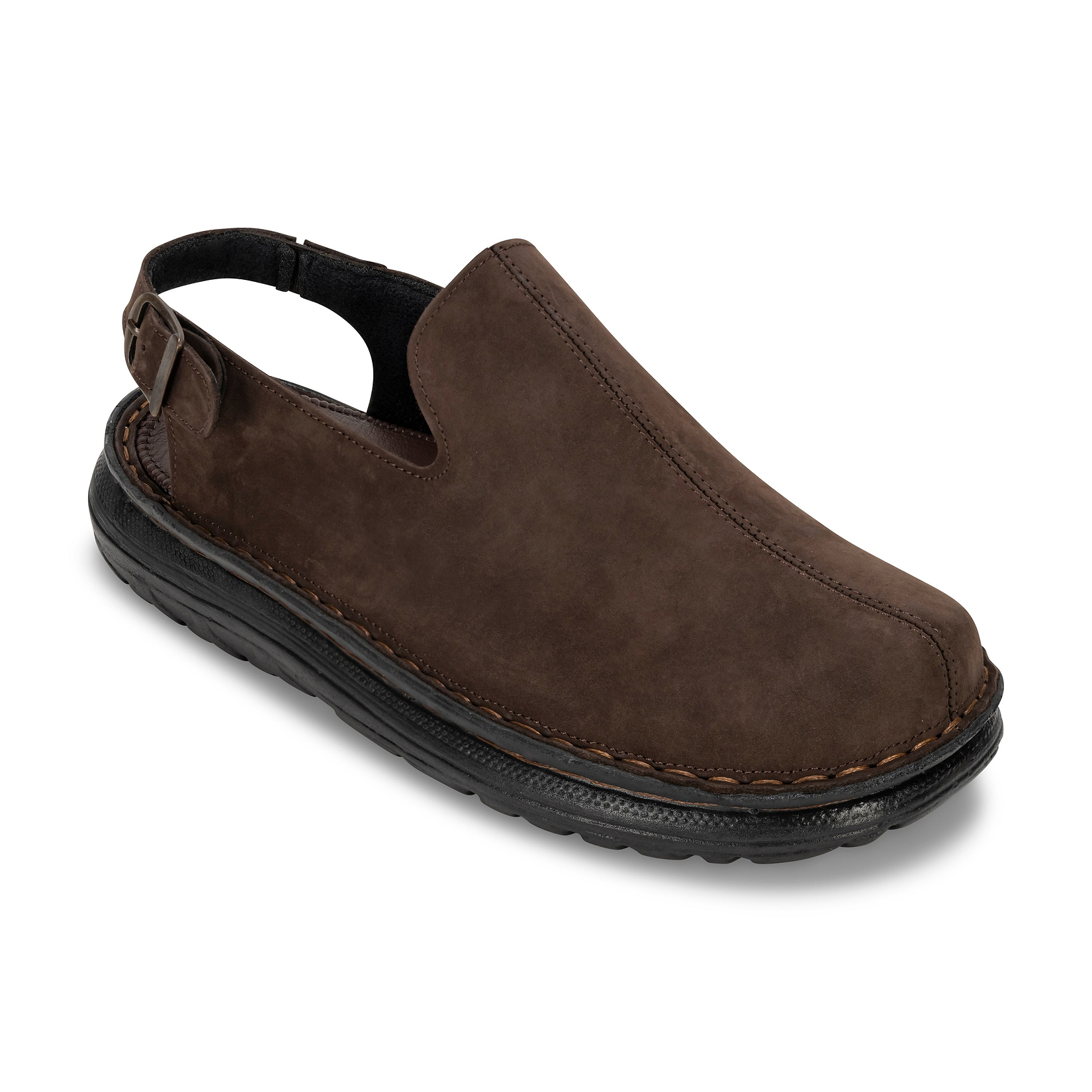 Anchor - Back-Strap Leather Clog | Brown Nubuck