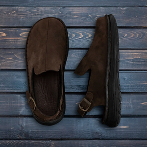 Anchor - Back-Strap Leather Clog - Brown Nubuck - Mens