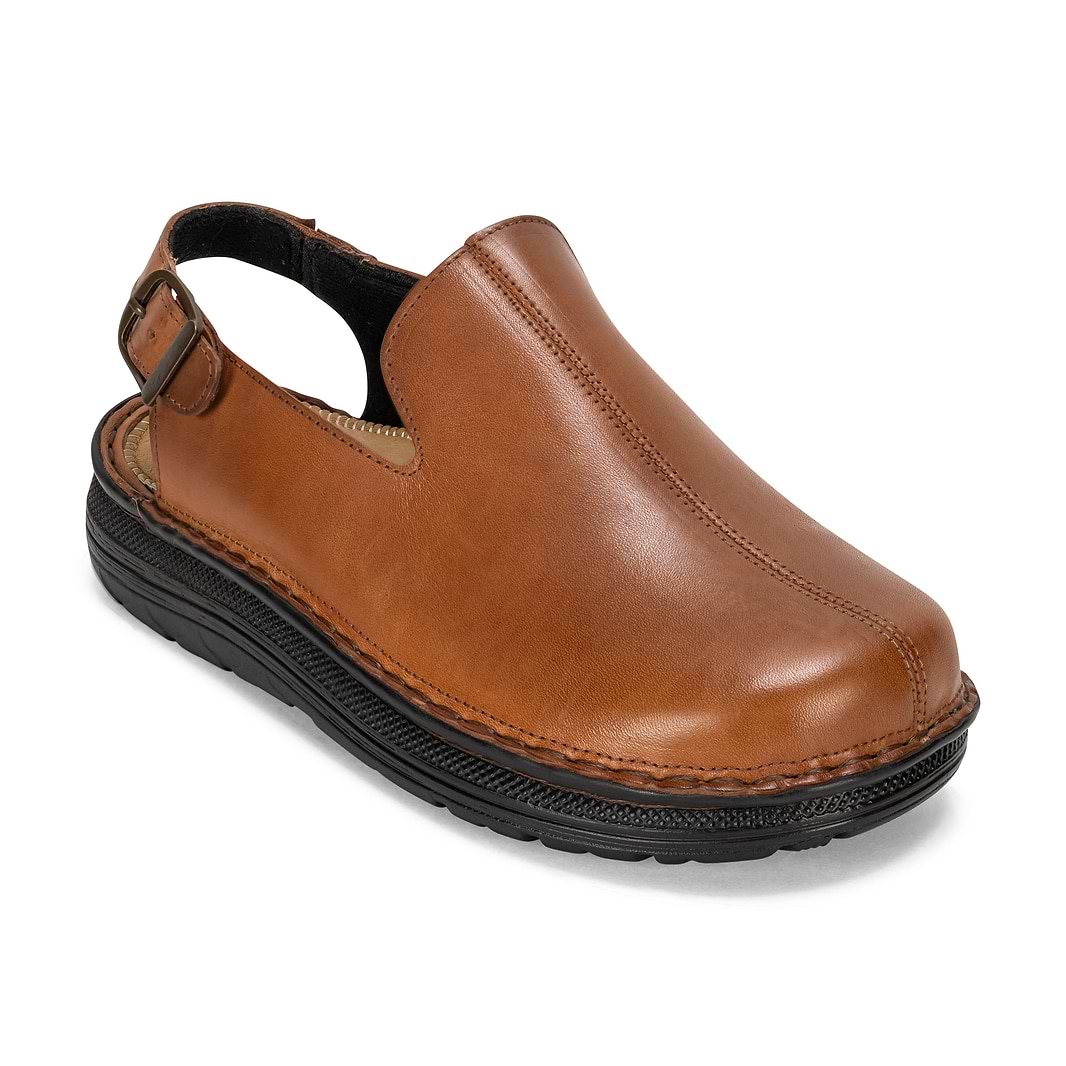 Strap Leather Clog - Anchor - Honey, Size 6