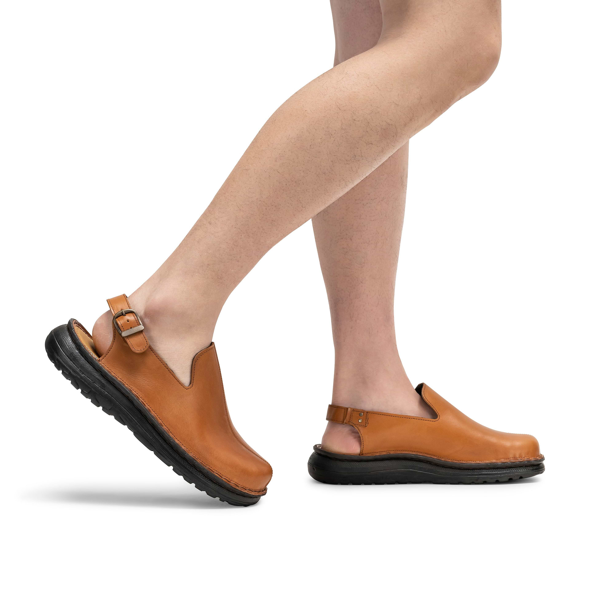 Anchor - Back-Strap Leather Clog - Honey