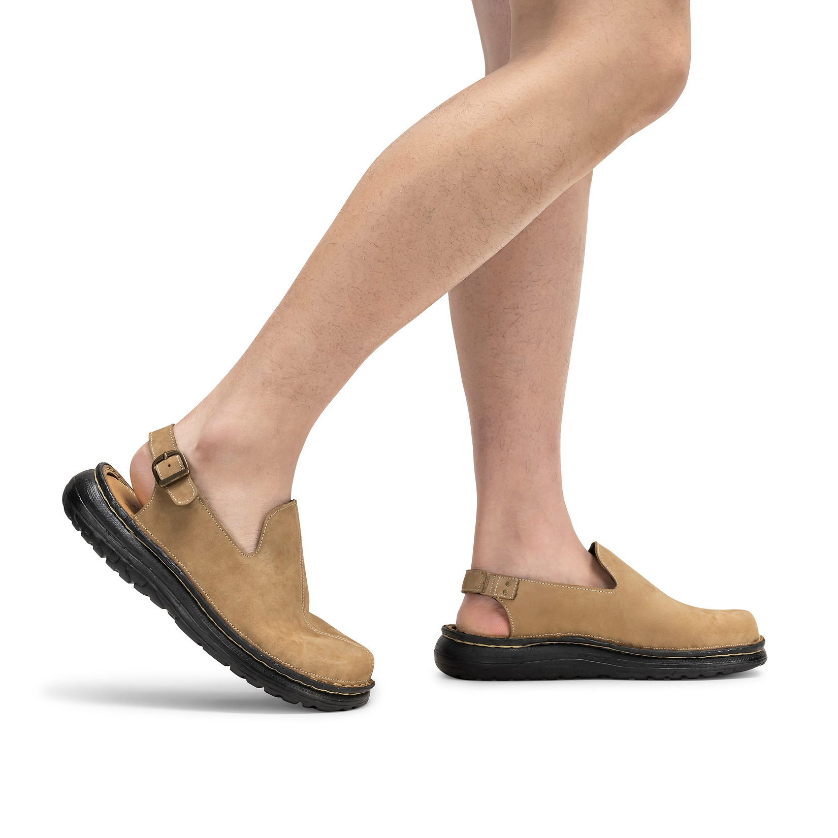 Anchor - Back-Strap Leather Clog | Olive Nubuck