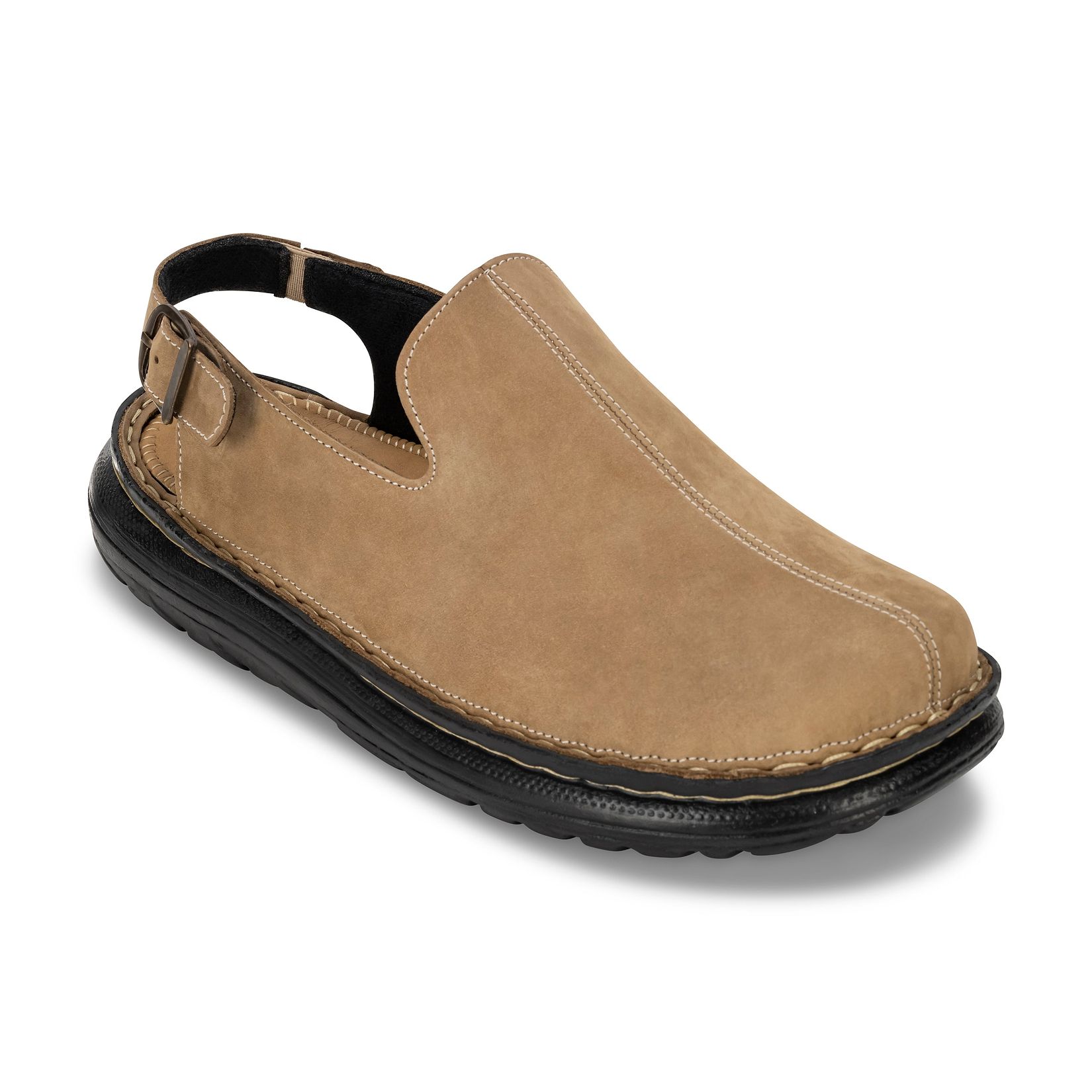Anchor - Back-Strap Leather Clog | Olive Nubuck