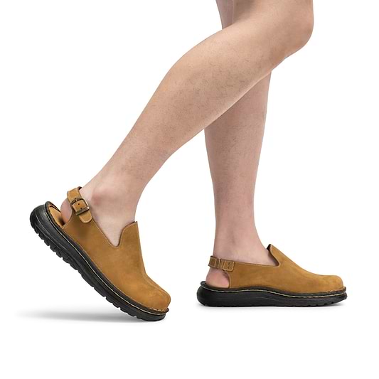 Anchor - Back-Strap Leather Clog | Tan Nubuck