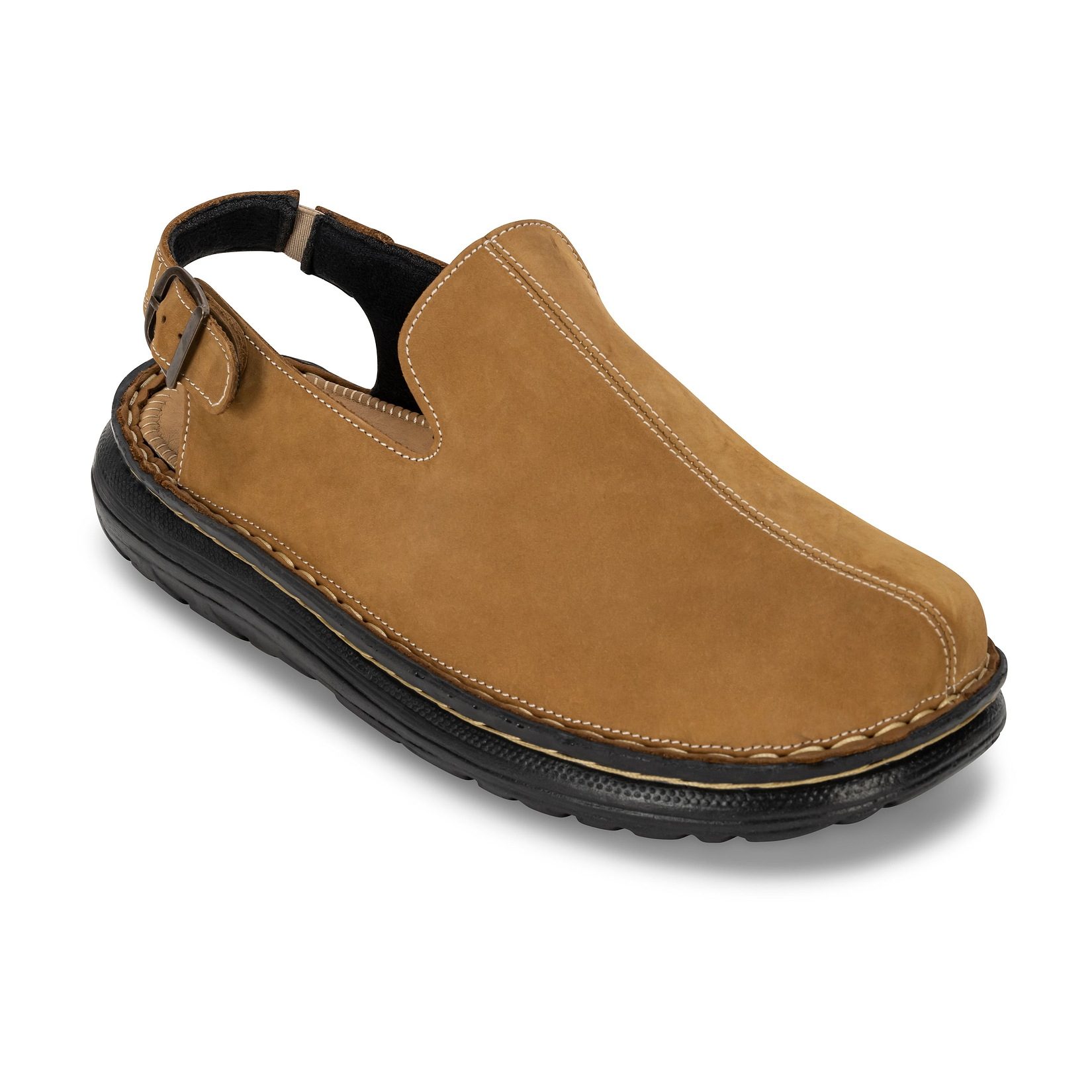 Anchor - Back-Strap Leather Clog | Tan Nubuck