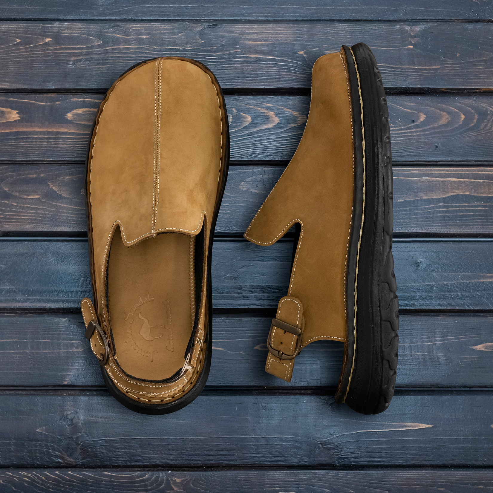 Anchor - Back-Strap Leather Clog | Tan Nubuck