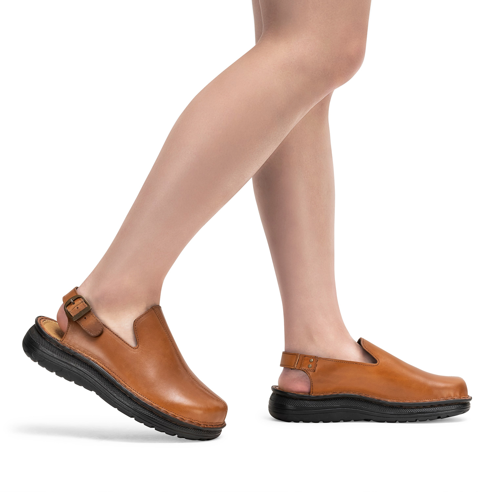 Anchor - Back-Strap Leather Clog | Honey