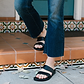 Aviv - Leather Wide Strap Sandal | Black