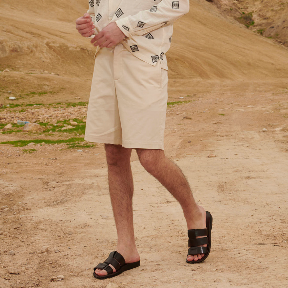 Micah - Leather Double Strap Sandal | Brown