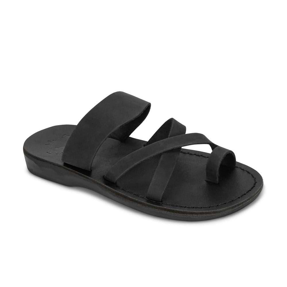 The Good Shepherd - Leather Toe Loop Sandal | Black Nubuck