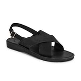 Elan Buckle - Leather Thick Strap Sandal | Black Nubuck