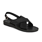 Elan Buckle - Leather Thick Strap Sandal | Black Nubuck