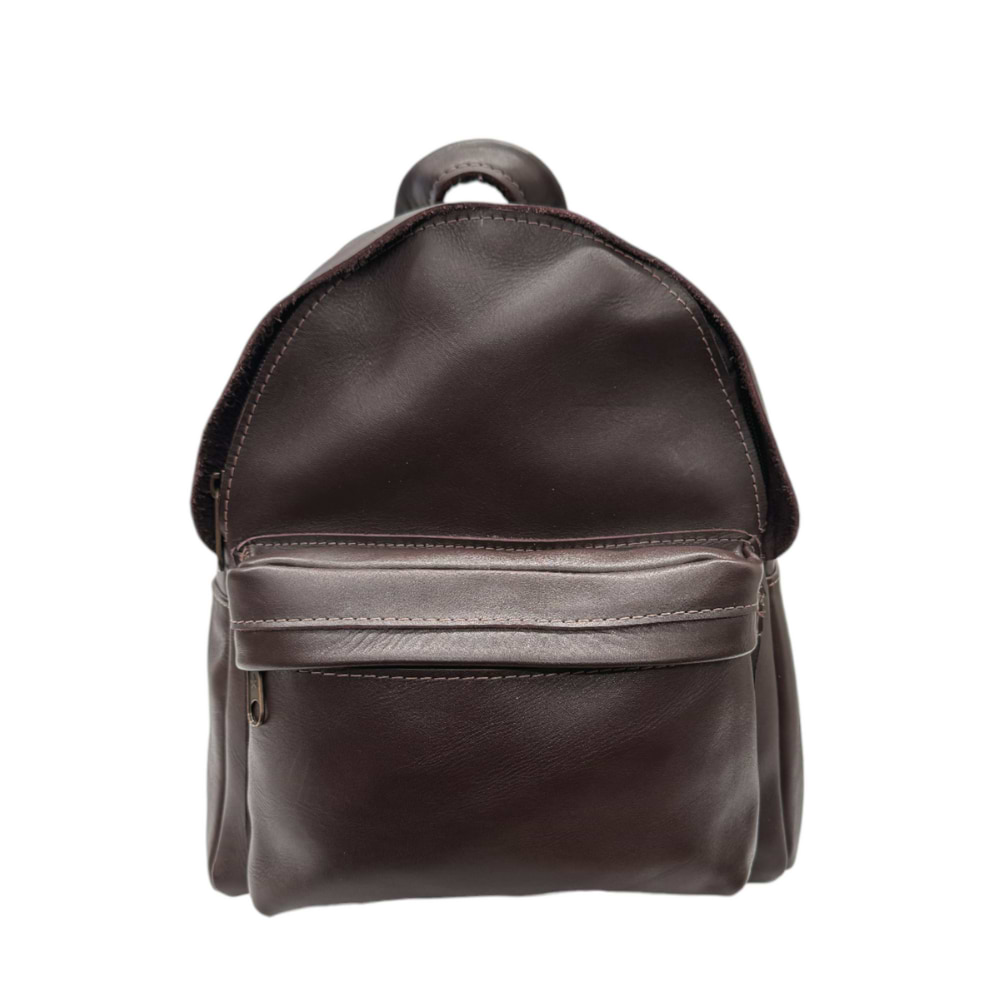 Mini Leather Backpack - Dark Brown, Size Regular