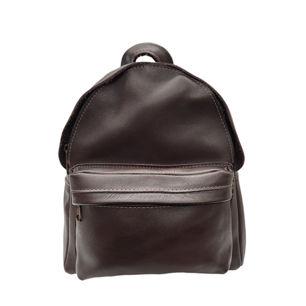 black backpack with brown leather straps Mini Leather Backpack - Mini Leather Backpack - Dark Brown, Size Regular