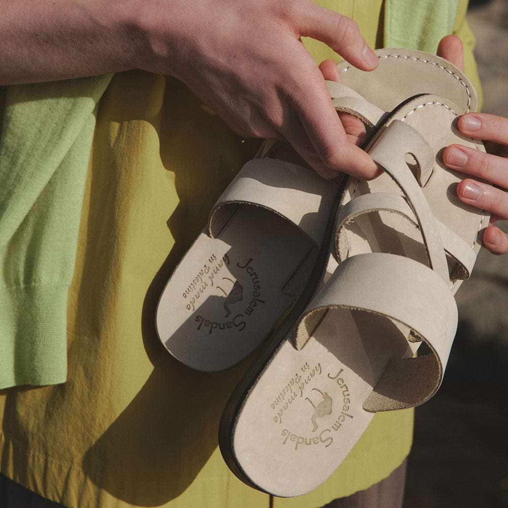 The Good Shepherd - Leather Toe Loop Sandal | White Nubuck