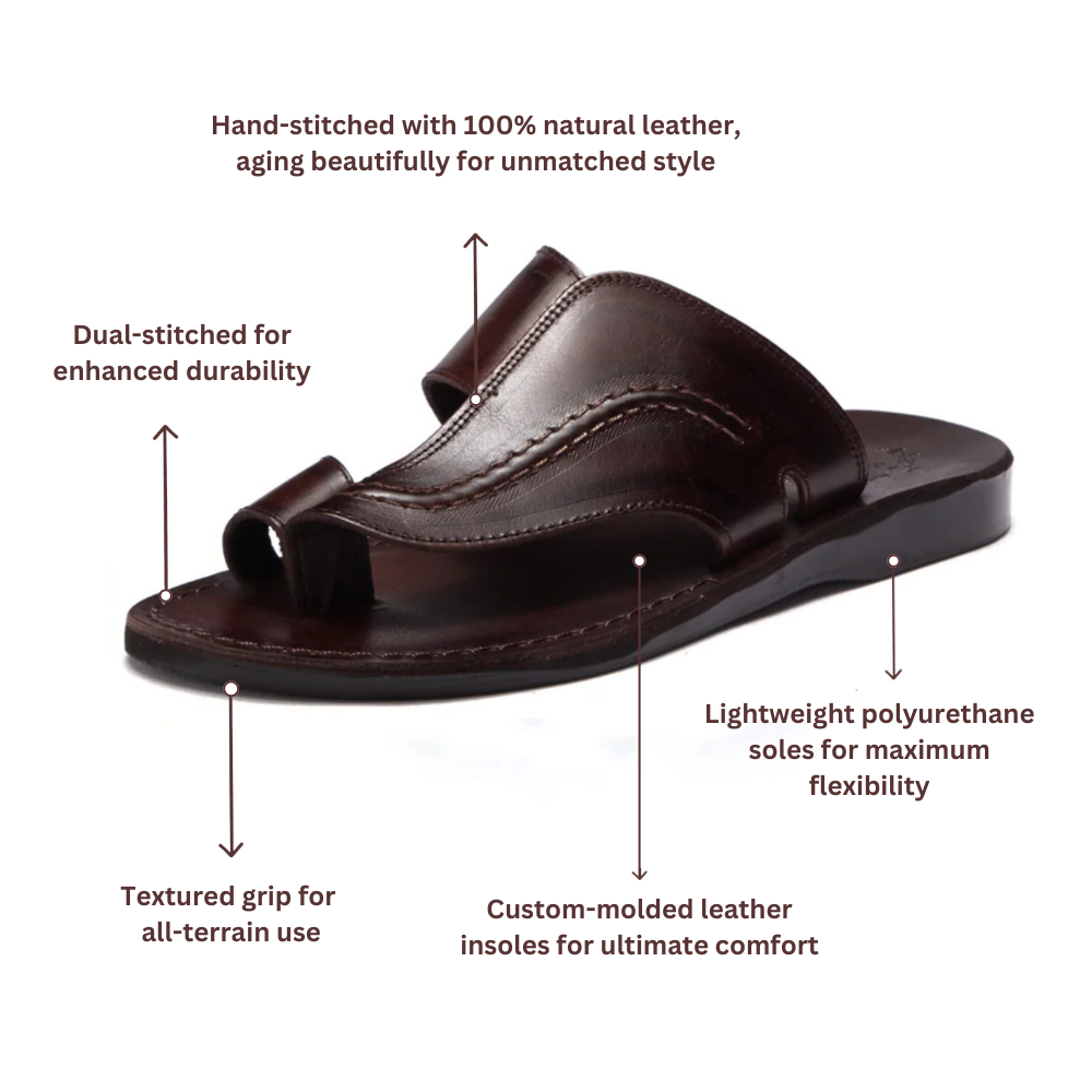 Peter - Leather Toe Strap Sandal | Brown