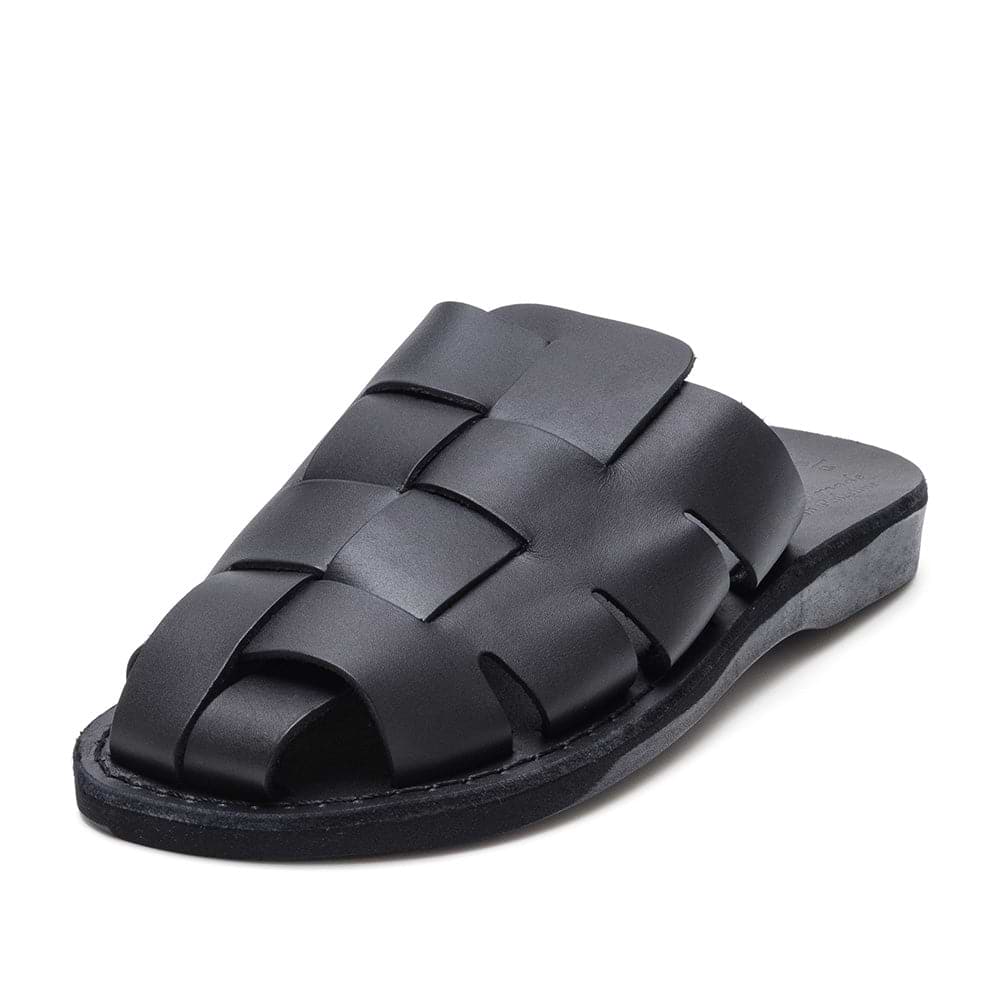Sailor Closed-Toe Leather Sandals Black