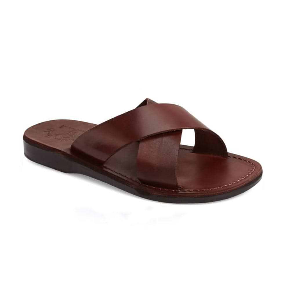 Allen Edmonds Brown Leather Cross-Strap Slide Sandals Shop Monaco Cross Band Sandal on Sale at BeyondStyle – Get  main image 2