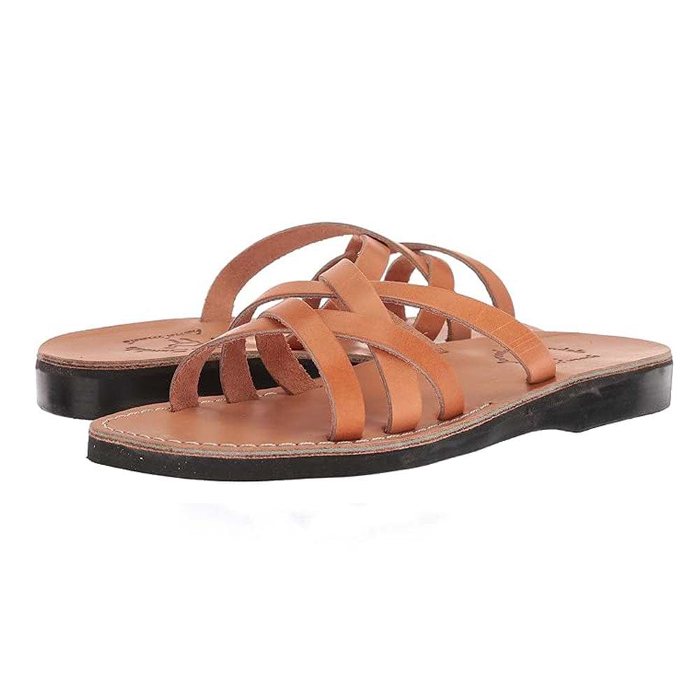 Brown Leather Crisscross Strap Sandals Amazon.com | Verdusa Women main image 3