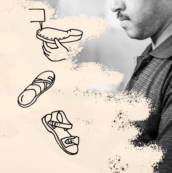a craftsman making Jerusalem Sandals