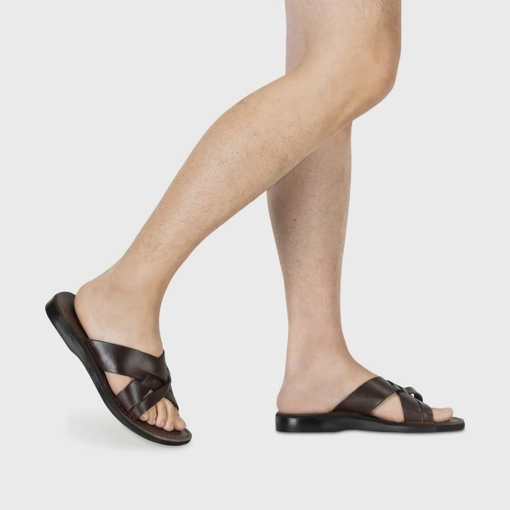 Jesse Brown Slide, Woven Strap - Men's Leather Sandals