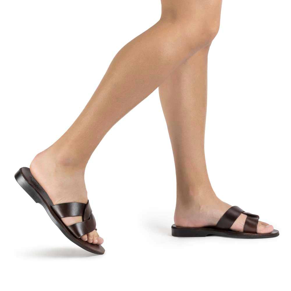 Emily | Brown Leather Crossover Strap Sandal