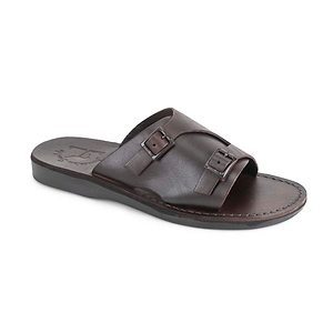 Men's Buckle Sandals - Seth Brown - Leather Slide