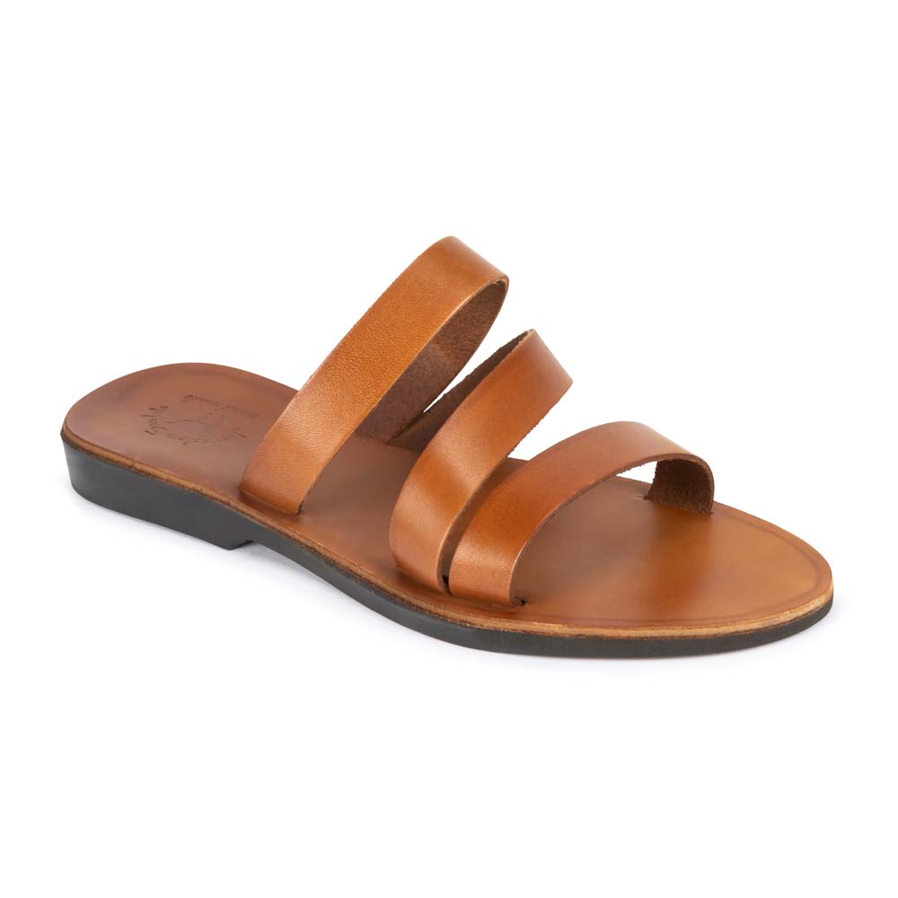 Mila Leather Triple Strap Sandal Honey