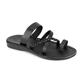 Sophia - Leather Braided Flat Sandal | Black display picture 3