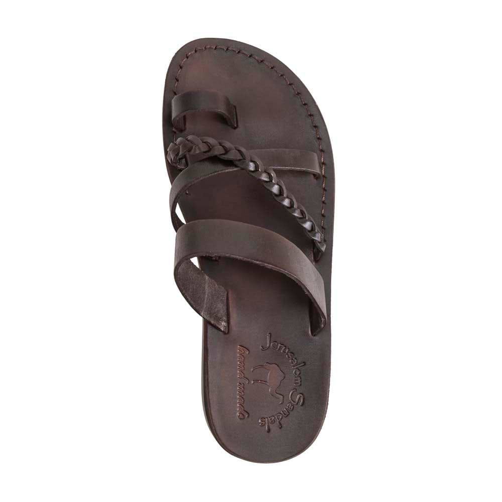 Women's Sophia Braided Leather Toe Loop Sandals Brown