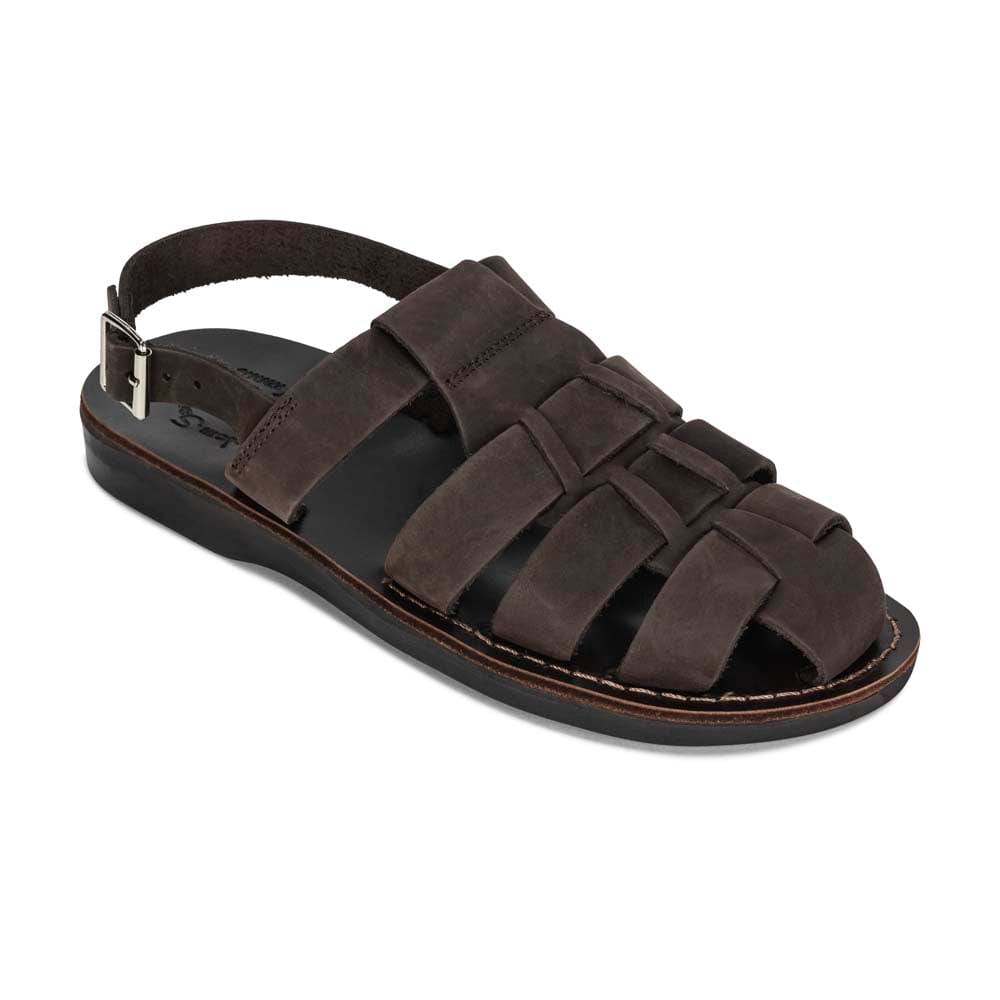 Michael - Closed Toe Leather Fisherman Sandal | Brown Nubuck display picture 3