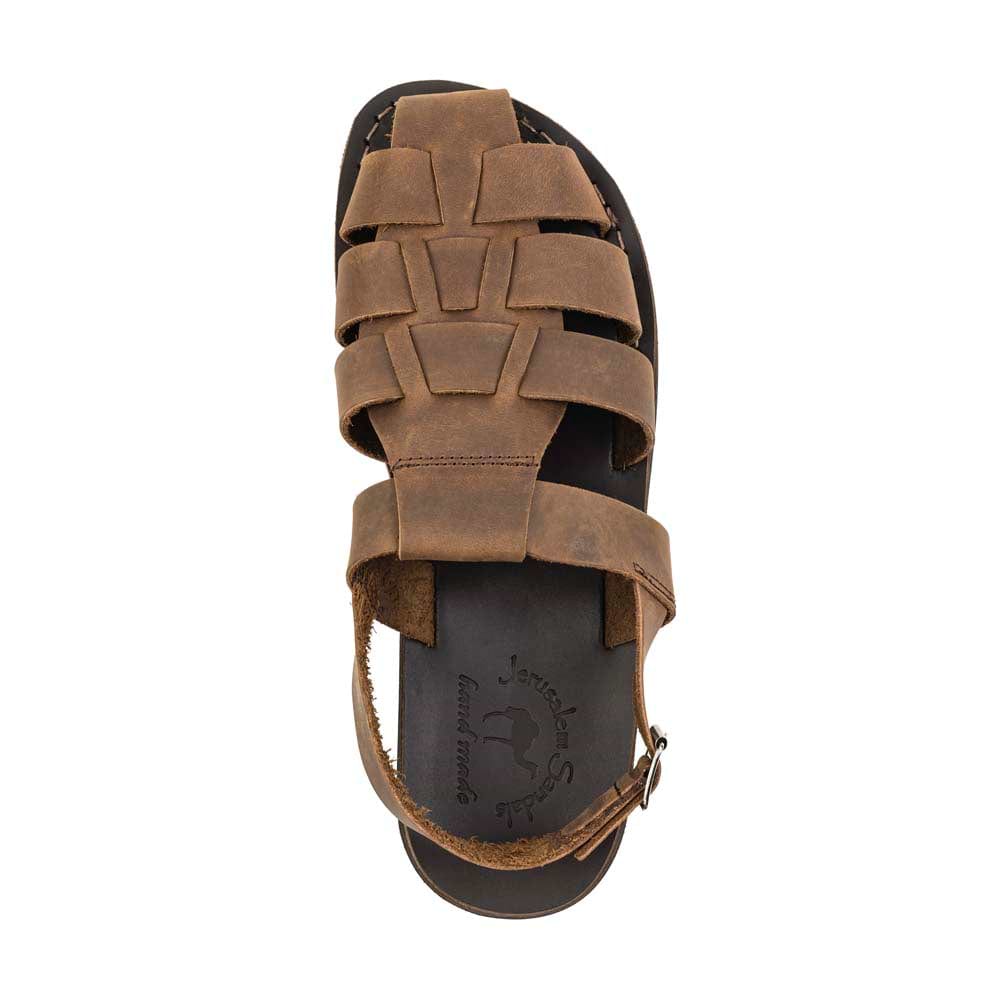 Michael - Closed Toe Leather Fisherman Sandal | Oiled Brown display picture 1