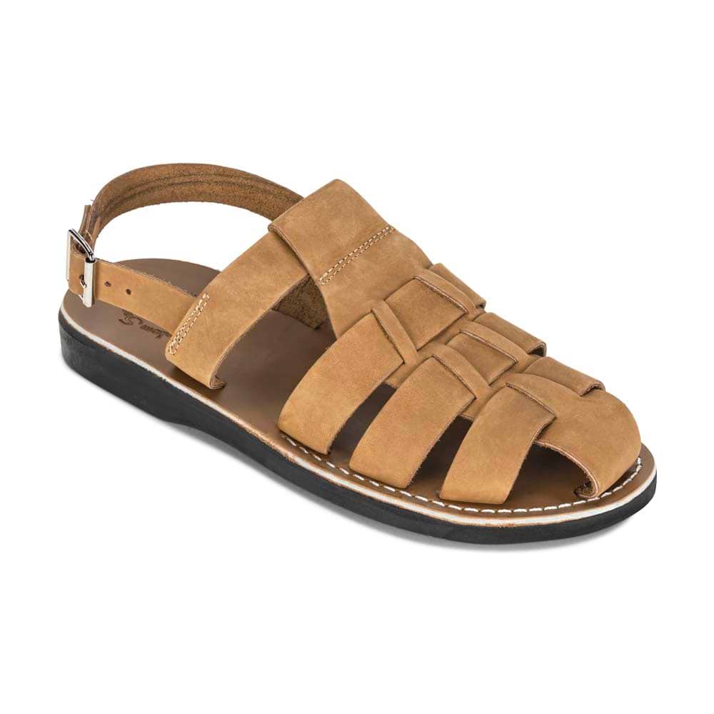 Michael - Closed Toe Leather Fisherman Sandal | Tan Nubuck Michael - Closed Toe Leather Fisherman Sandal | Tan Nubuck