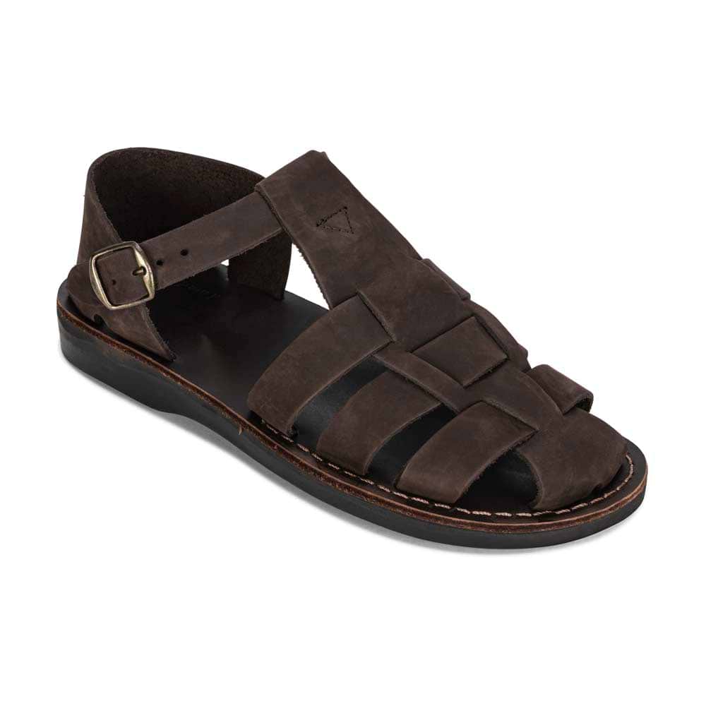 Daniel - Leather Closed Toe Sandal | Brown Nubuck
