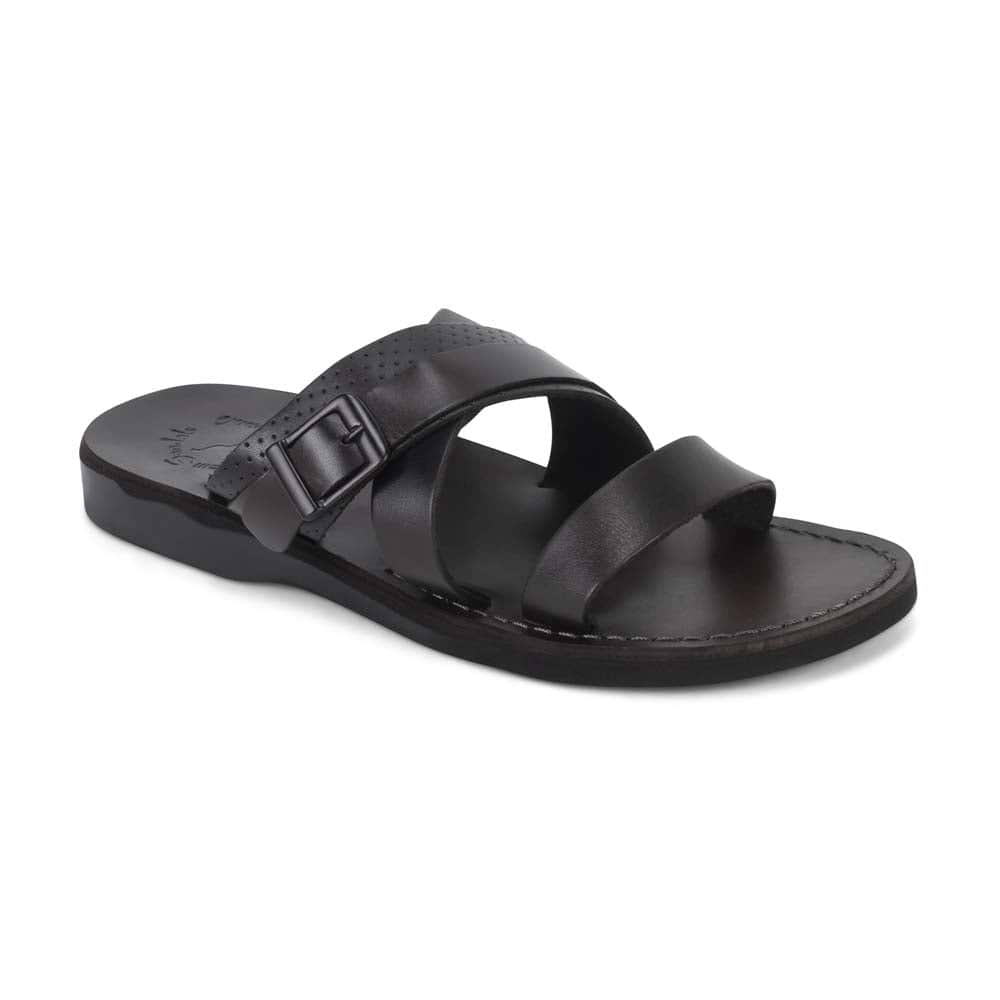 靴 TODAYFUL Leather Slide Sandals Jason Leather Wide Strap Sandal - Brown