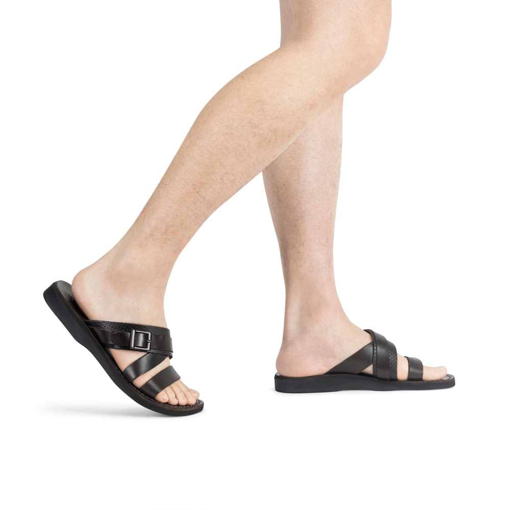 Jason Leather Wide Strap Sandal - Brown