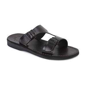 Samson - Men's Brown Leather Double-Buckle Sandal
