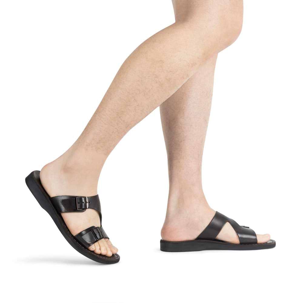 Samson - Men's Brown Leather Double-Buckle Sandal