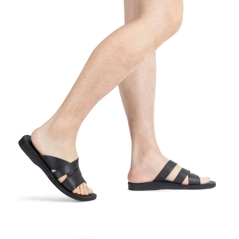 Peter Leather Toe Strap Sandal Black
