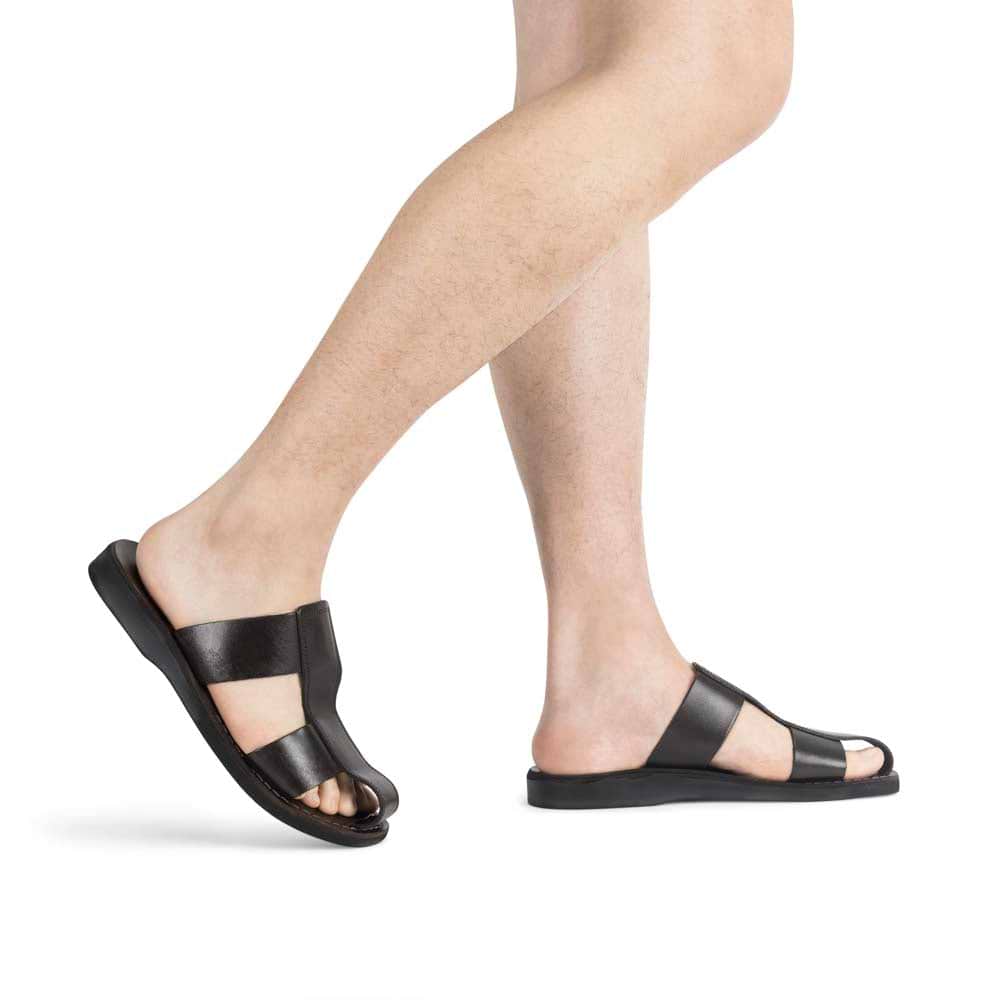 Genesis Brown Leather Slides Men's Closed Toe Sandals