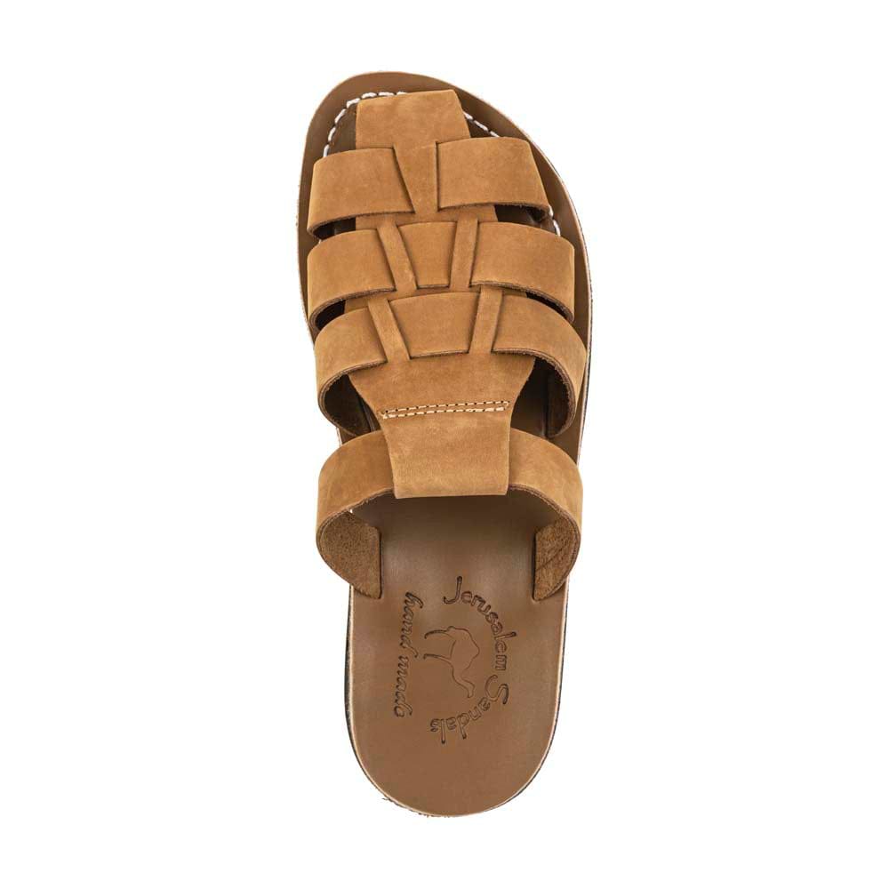 Michael Slide - Closed Toe Leather Fisherman Sandal | Tan Nubuck Michael Slide - Closed Toe Leather Fisherman Sandal | Tan Nubuck