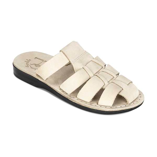 Michael Slide white nubuck leather pacific slide sandal - front  view