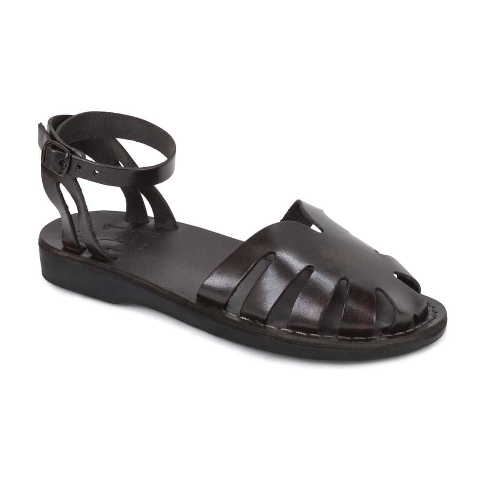 サンダル LEATHER STRAP SANDAL Olivia | Brown Leather Adjustable Strap Sandal