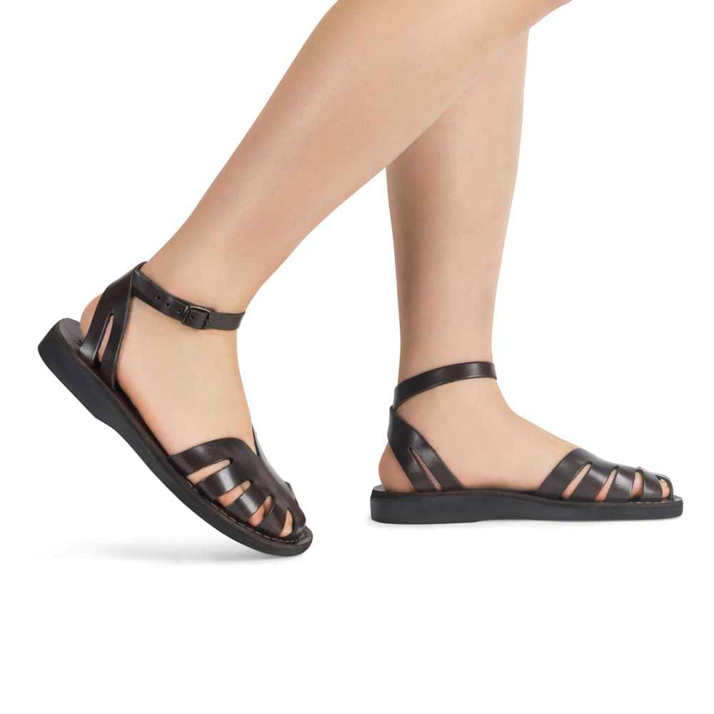 Olivia | Brown Leather Adjustable Strap Sandal