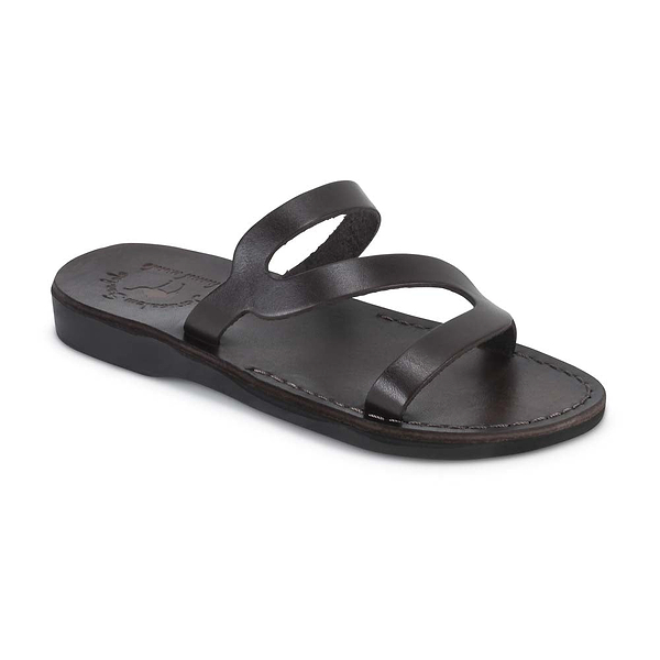 Natalie | Brown Leather Slide On Sandal