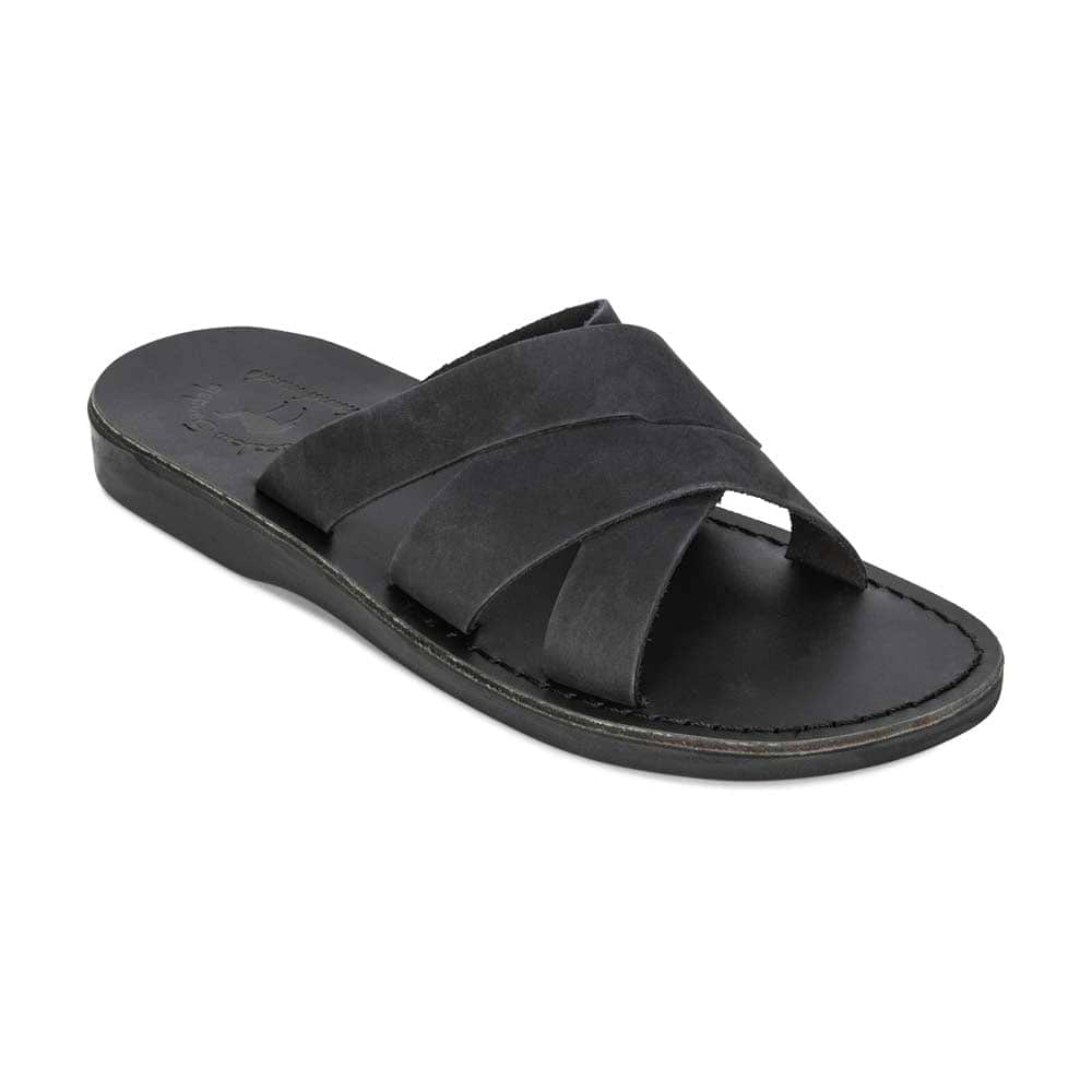 Mens Walking Sandals | Axel - Men's Leather Coastal Sandal | Black Nubuck | Top Sandals for Men | Mens Beach Footwear | Leather Sandals
