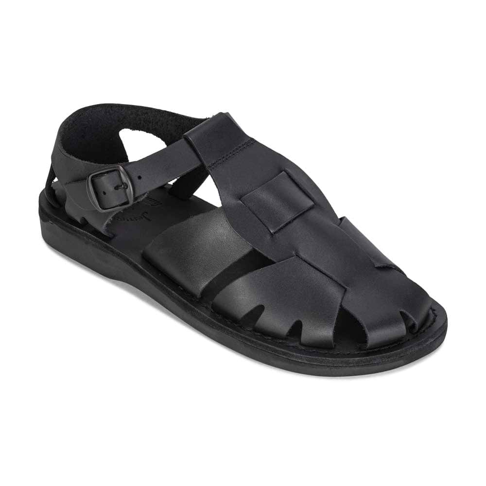 Men's Finn Leather Closed-Toe Sandals - Black